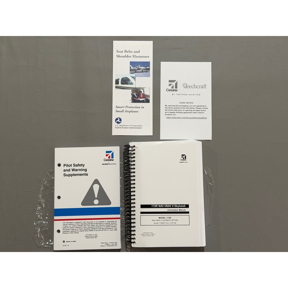 Cessna 172R Skyhawk Information Manual Set NAV I II Serials 17280001-17281356 LN